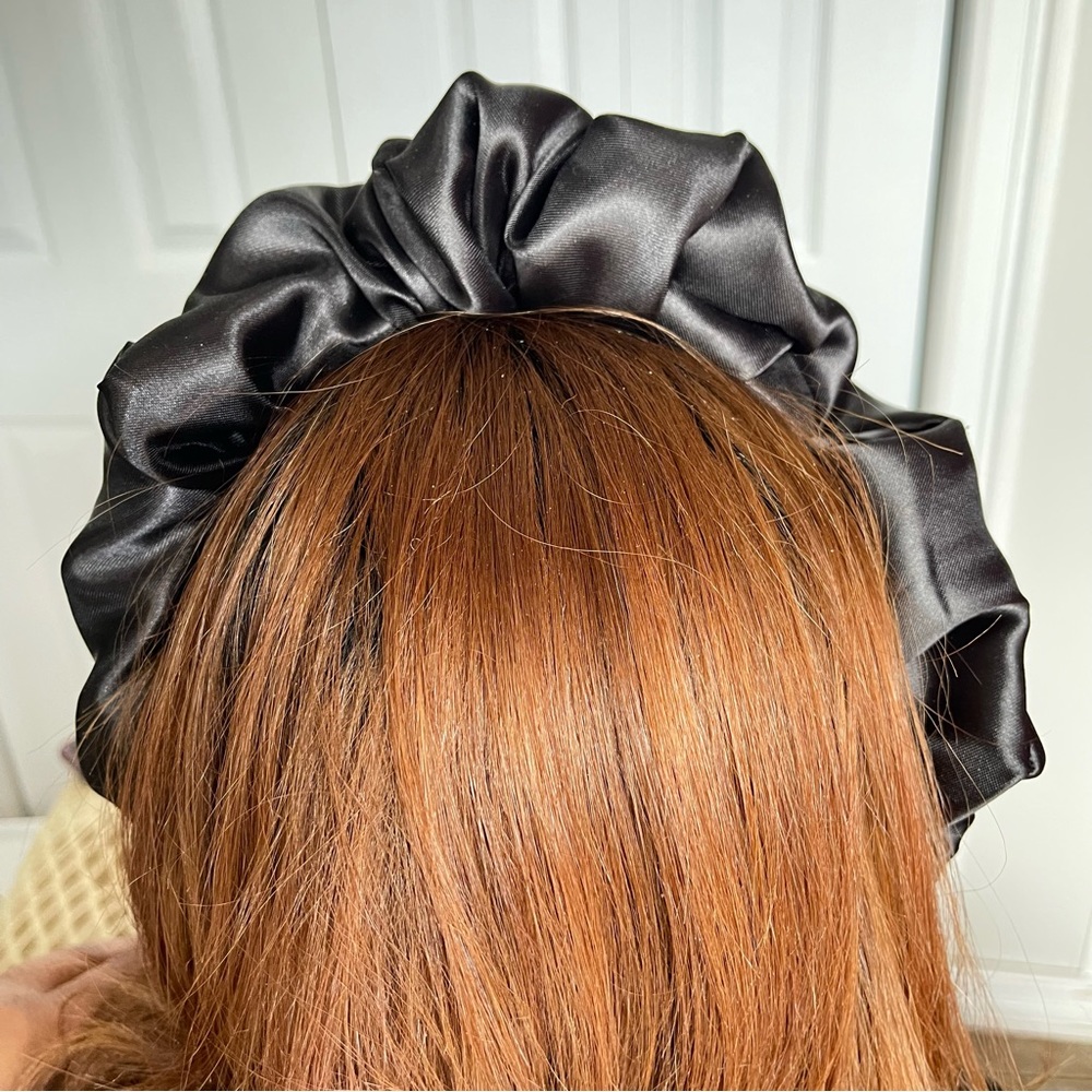 New Black Satin Headband wrap scrunched For Women Pleated design